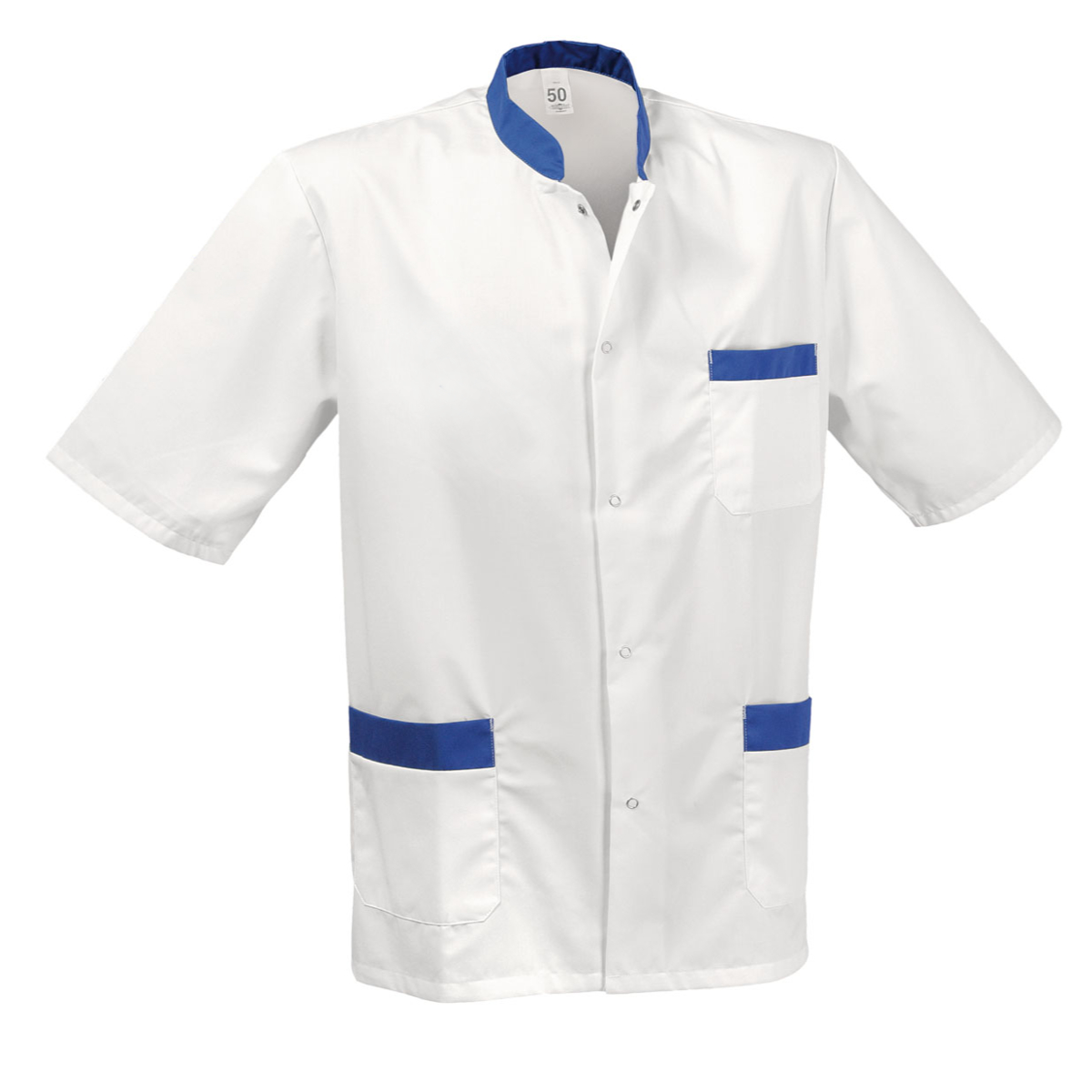 Veste Blanc/bleu manches courtes 65% poly/35% coton Taille 62/3XL (reste 3)
