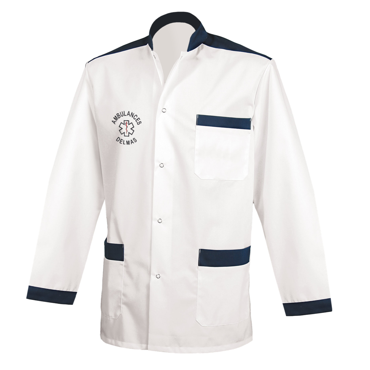 Veste blanc/MARINE manches longues 65% poly/35% coton taille 62/3XL (reste 3)