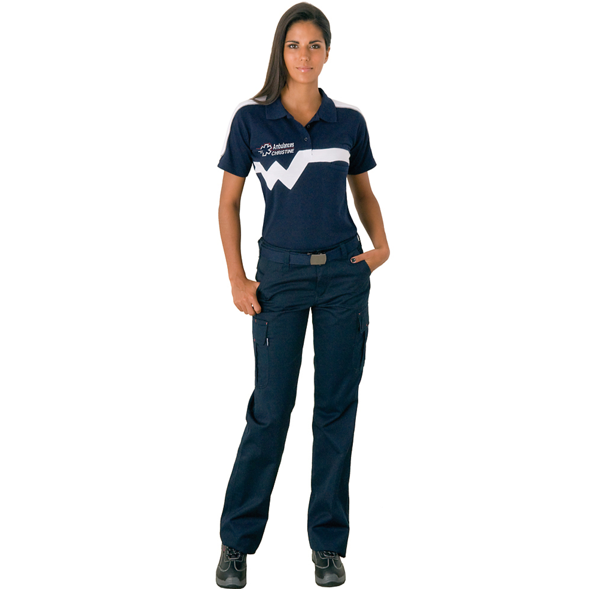 Polo DUO XW7 Femme - Couleur marine et blanche - taille L (reste 3)