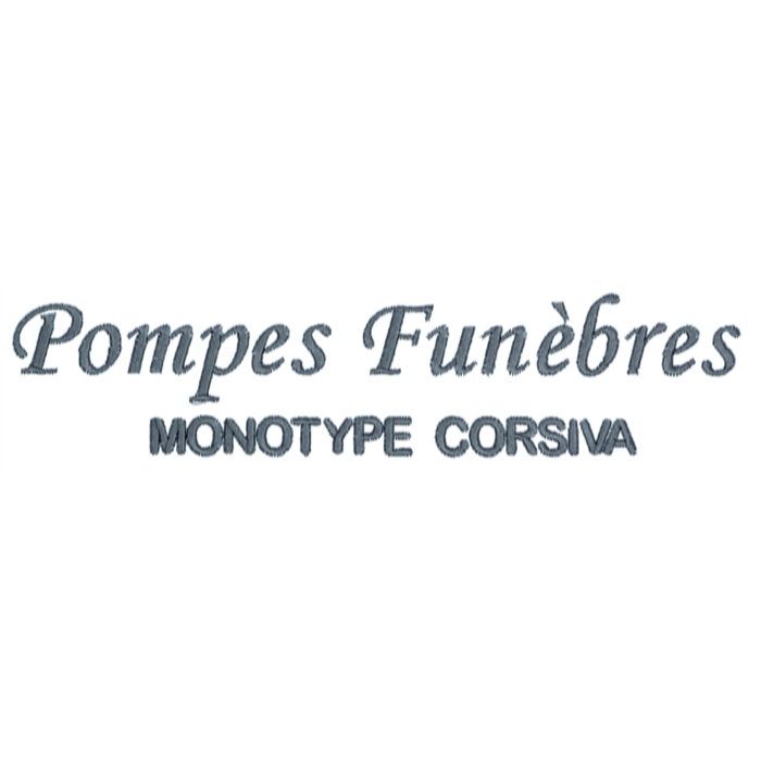 Broderie sur article - logo F14 - police Monotype Corsiva -