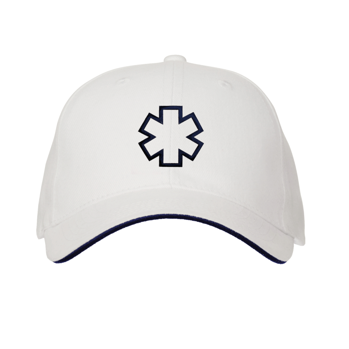 Casquette Ambulancier BLANCHE avec liseré marine et croix Ambulancier marine