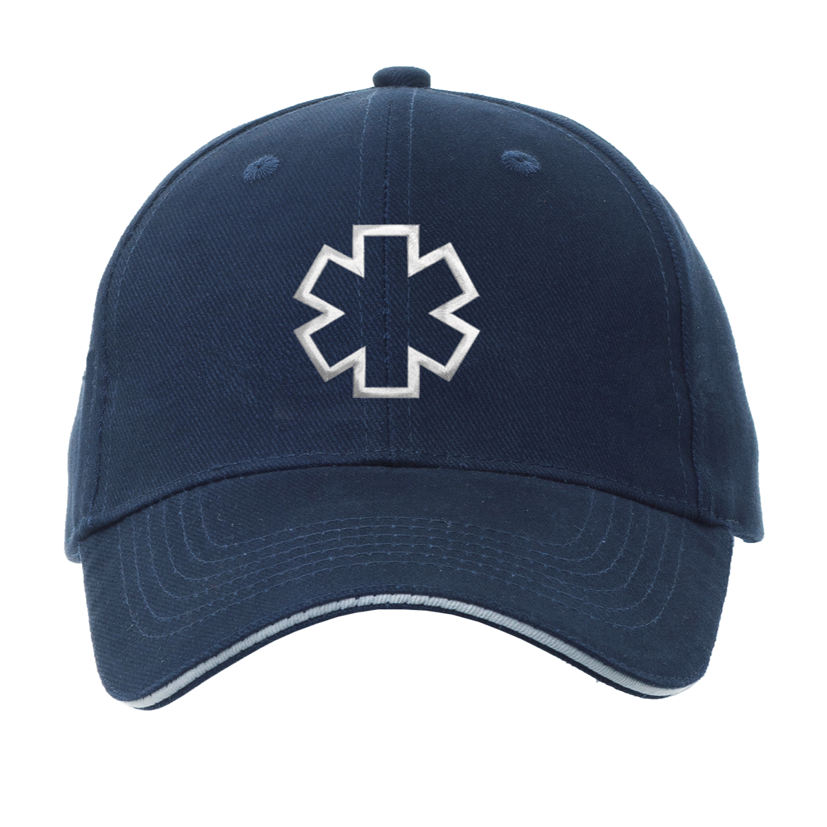 Casquette Ambulancier MARINE avec liseré blanc et croix Ambulancier blanche