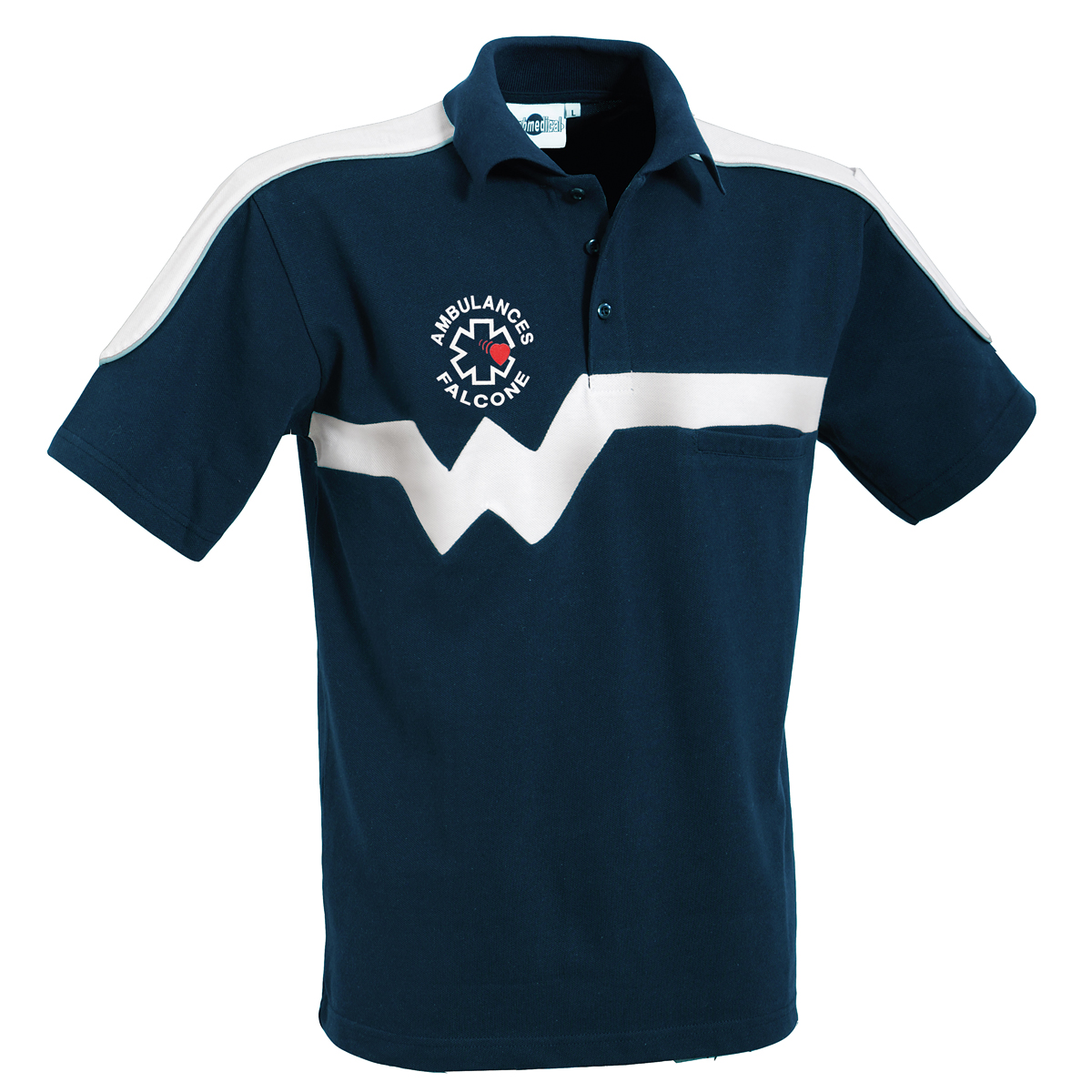 Polo DUO XW7 Corps Marine/ bandes blanches - Homme -