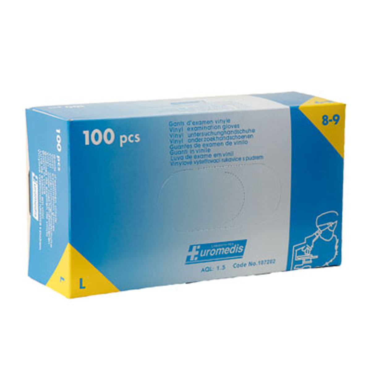 Boite de 100 gants VINYL non poudré Taille 8/9
