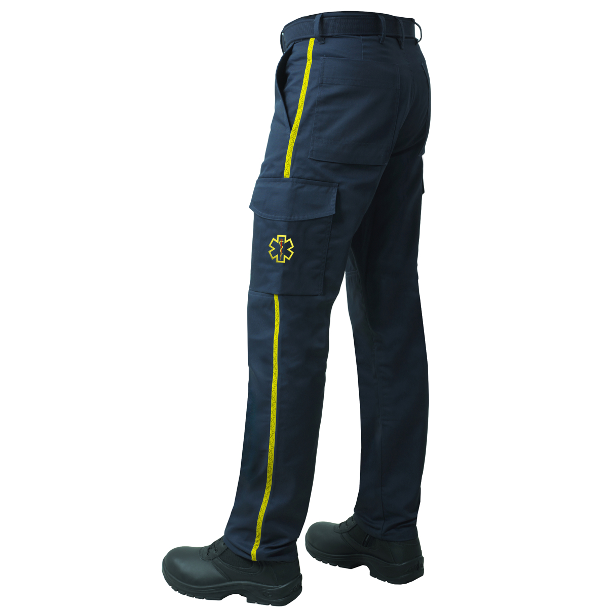 Pantalon "new 2087" - Couleur bleu marine avec biais jaune -